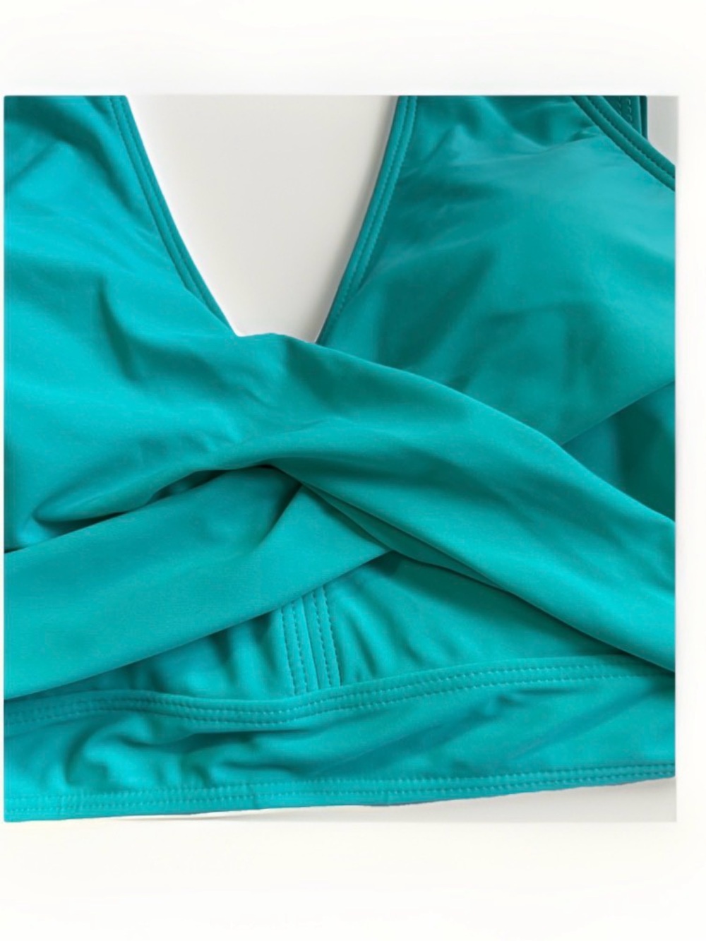 DACI Teal Twist Wrap Front Bikini Swim Top XL NWT Lace Up Size Beach Summer Pool - Picture 2 of 11
